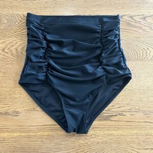 Shapermint EMPETUA High Waist Control Shaping Swim Bikini Bottom Black Medium